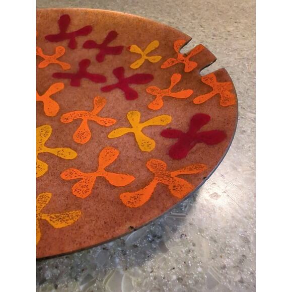 Vintage 8" Enamel on Copper Art Deco Ashtray Mid Century Modern 50's - Picture 4 of 6